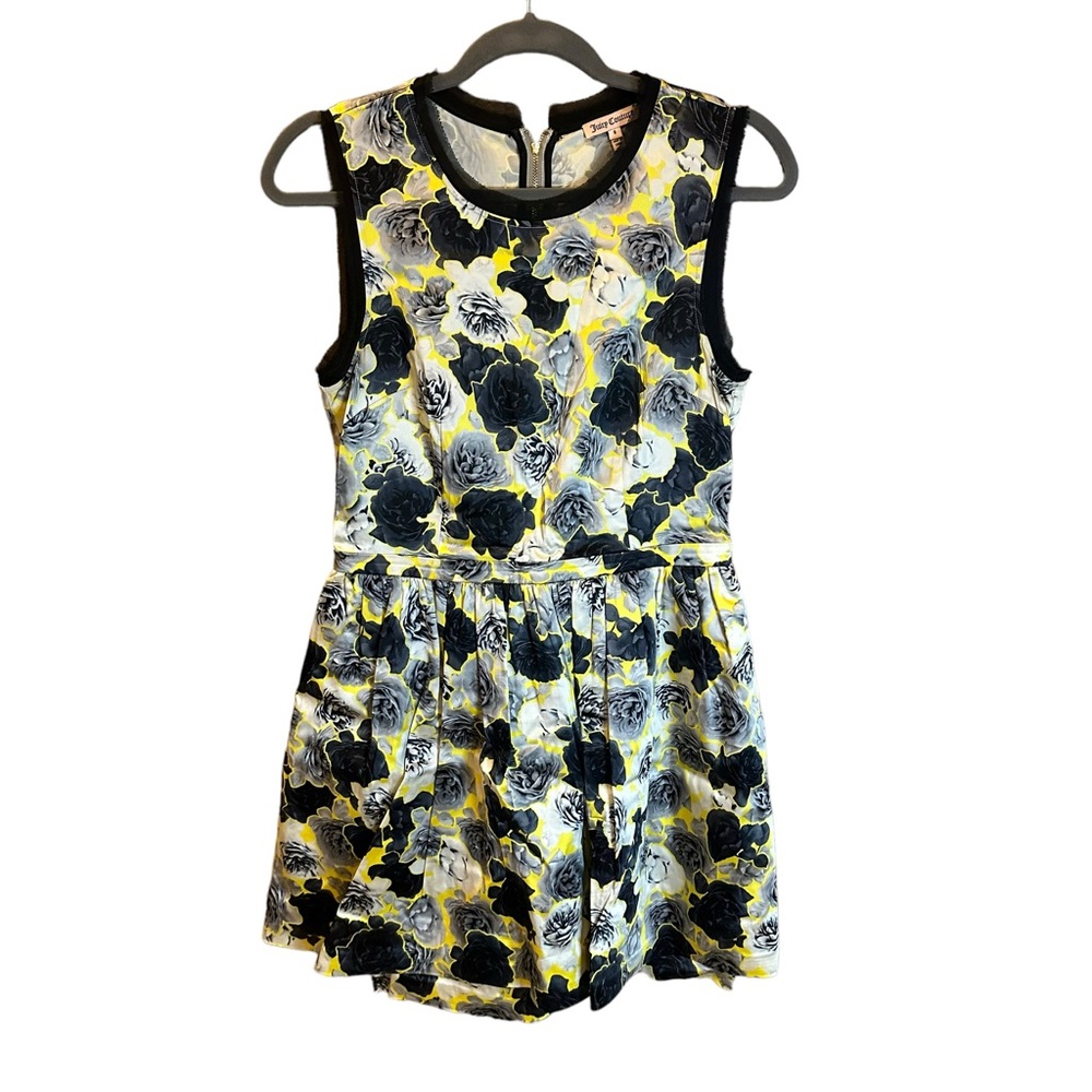 Juicy Couture Floral Dress Size 8 Cream, Black, Grey Yellow